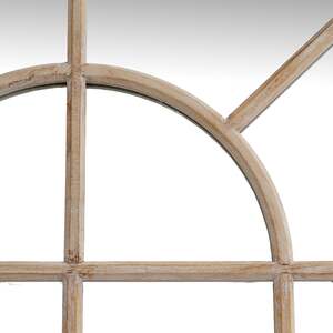 Large Natural Arched Wooden Windowpane Wall Mirror