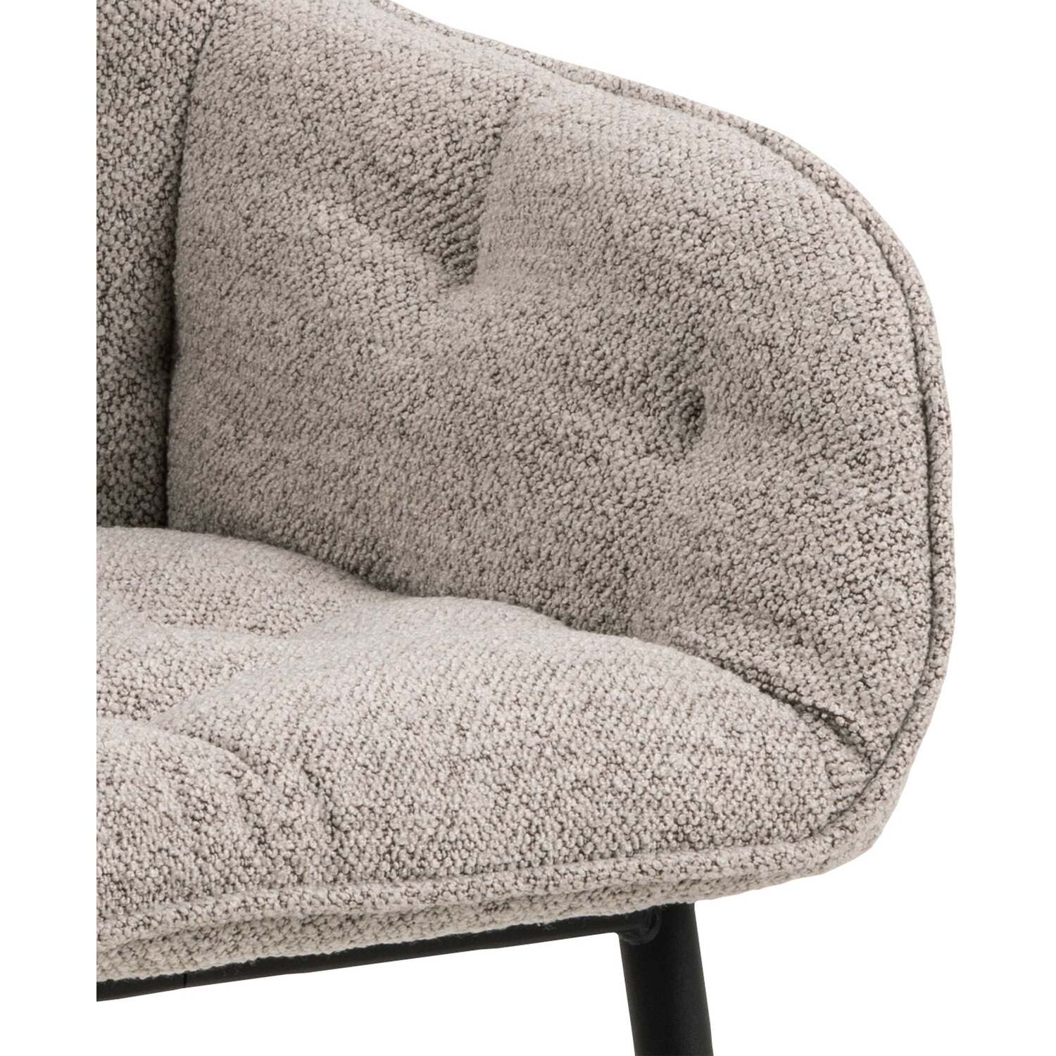 Buttonfern Set Of 2 Boucle Diamond Tufted Dining Chairs With Armrests - Beige