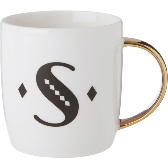 Diamond Deco White Monogram Mug, S