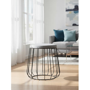 Hayes Grey Velvet  Stool with Black Frame