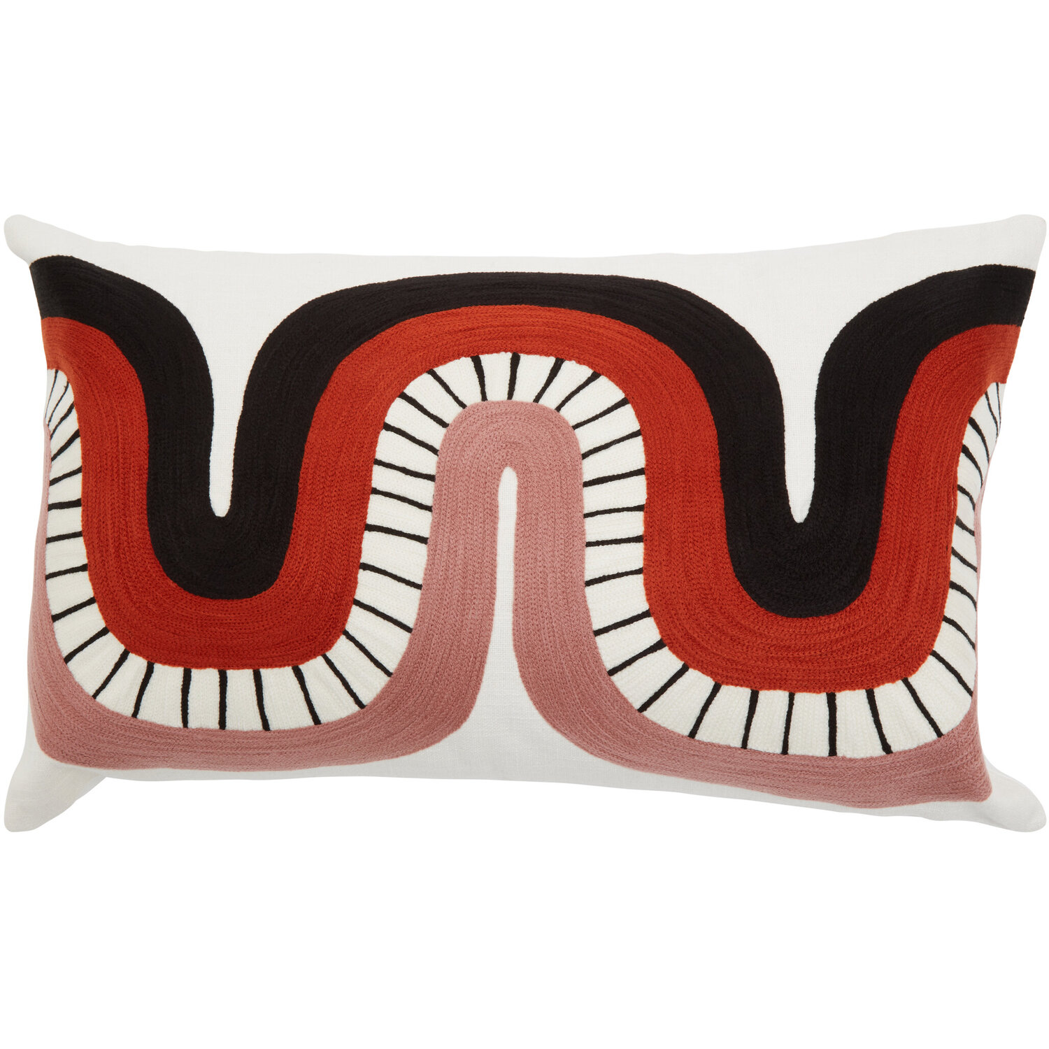 Bosie Ozella Curve Pattern Rectangular Cushion - Multicolour
