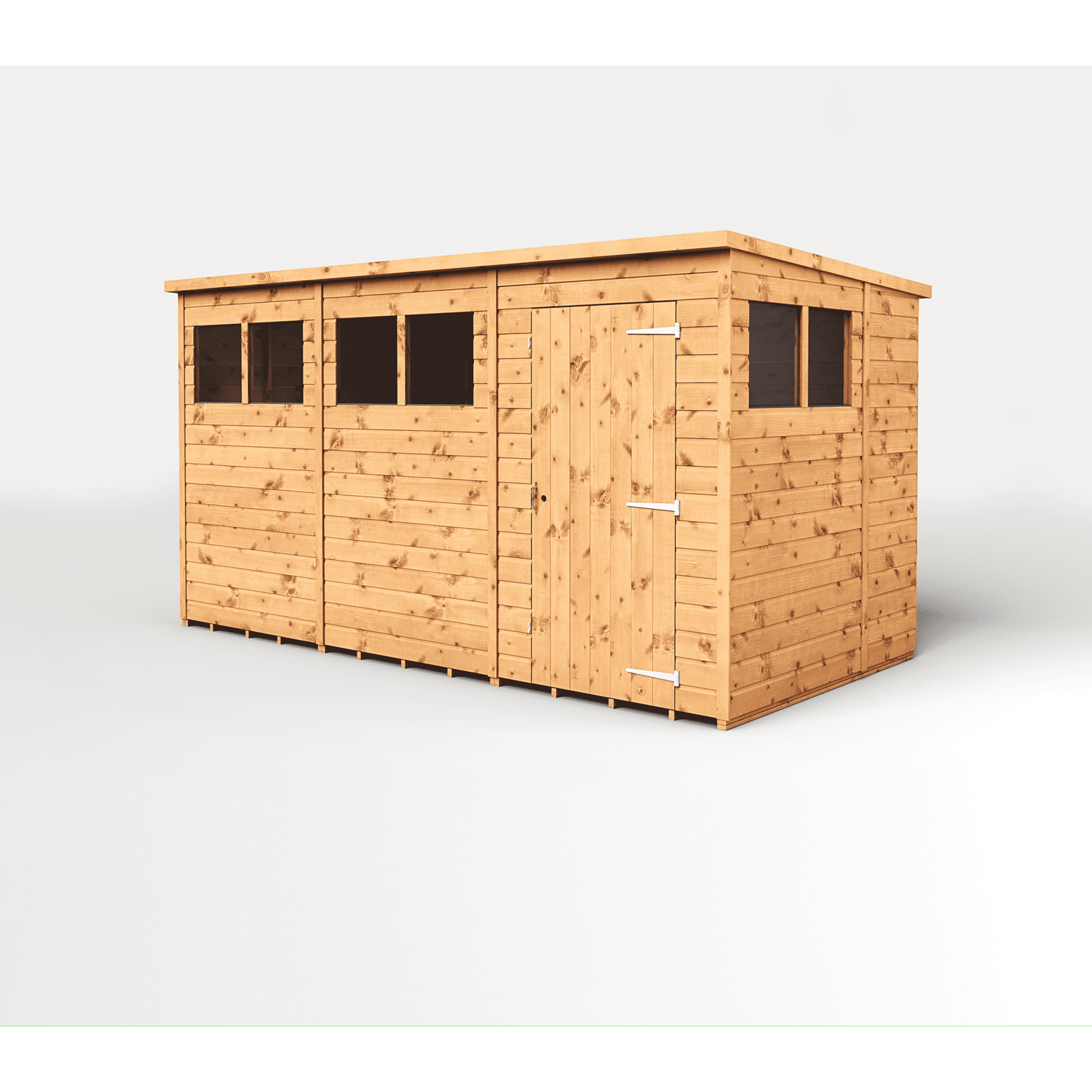 Empire 12x6 Modular Pent Garden Shed with a Single Door & Windows - Brown