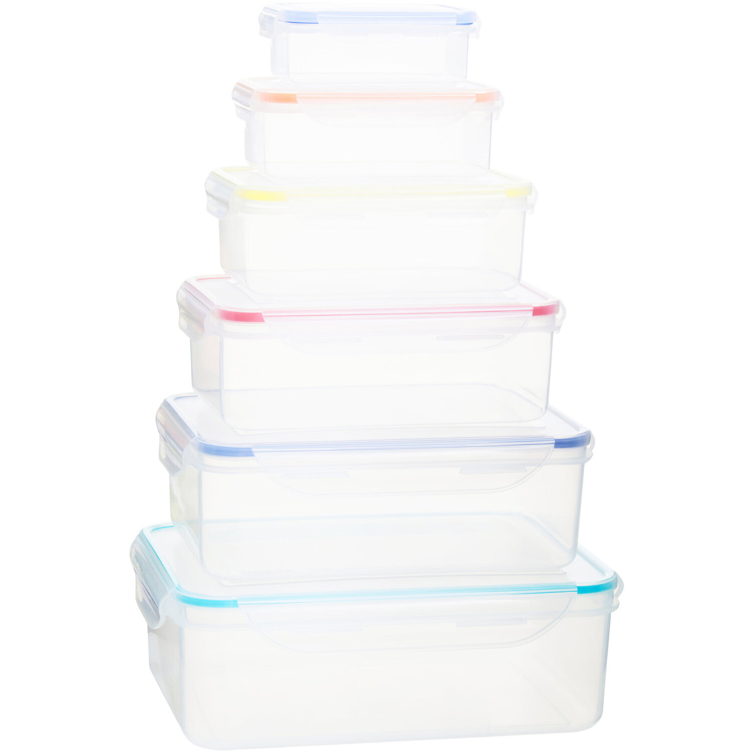 Herrela 6 Piece Rectangular Food Containers with Airtight Lids - Transparent
