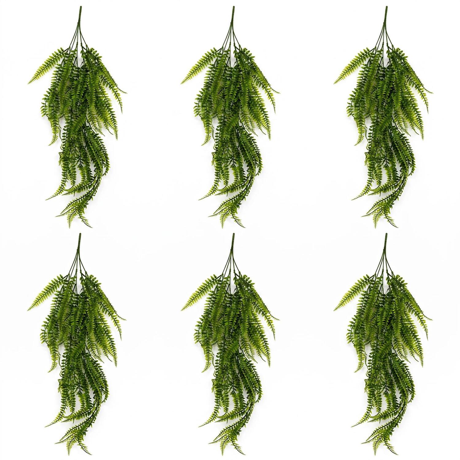 B&Q - Pack Of 6 X 75Cm Artificial Trailing Fern Plant Hanging Faux Greenery - Image 3