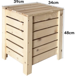 Natural Pre Sanded Pine Narrow Slatted Storage Box With Lid