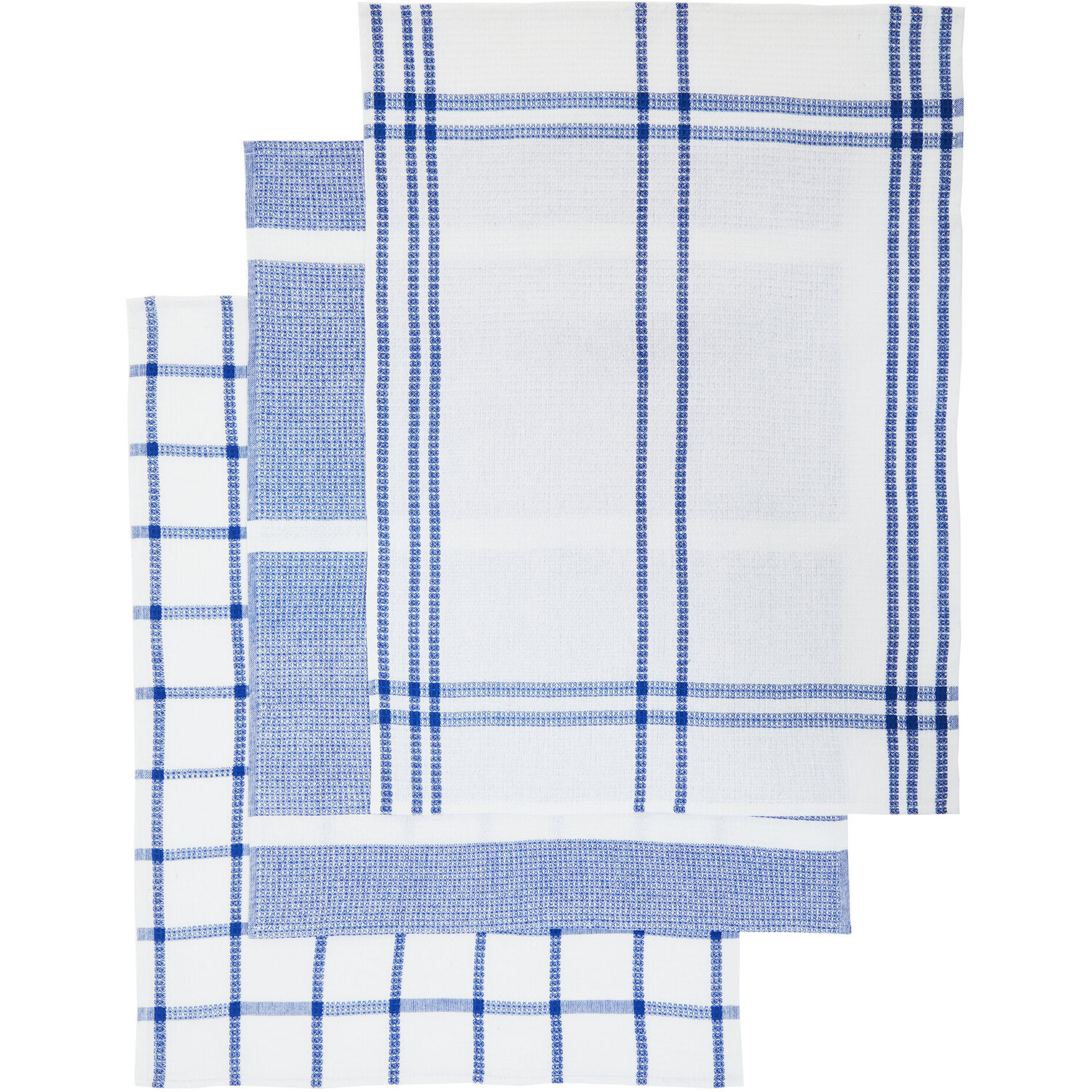 Maison By Premier Doro Set Of Three Waffle Blue And White Tea Towels - Blue