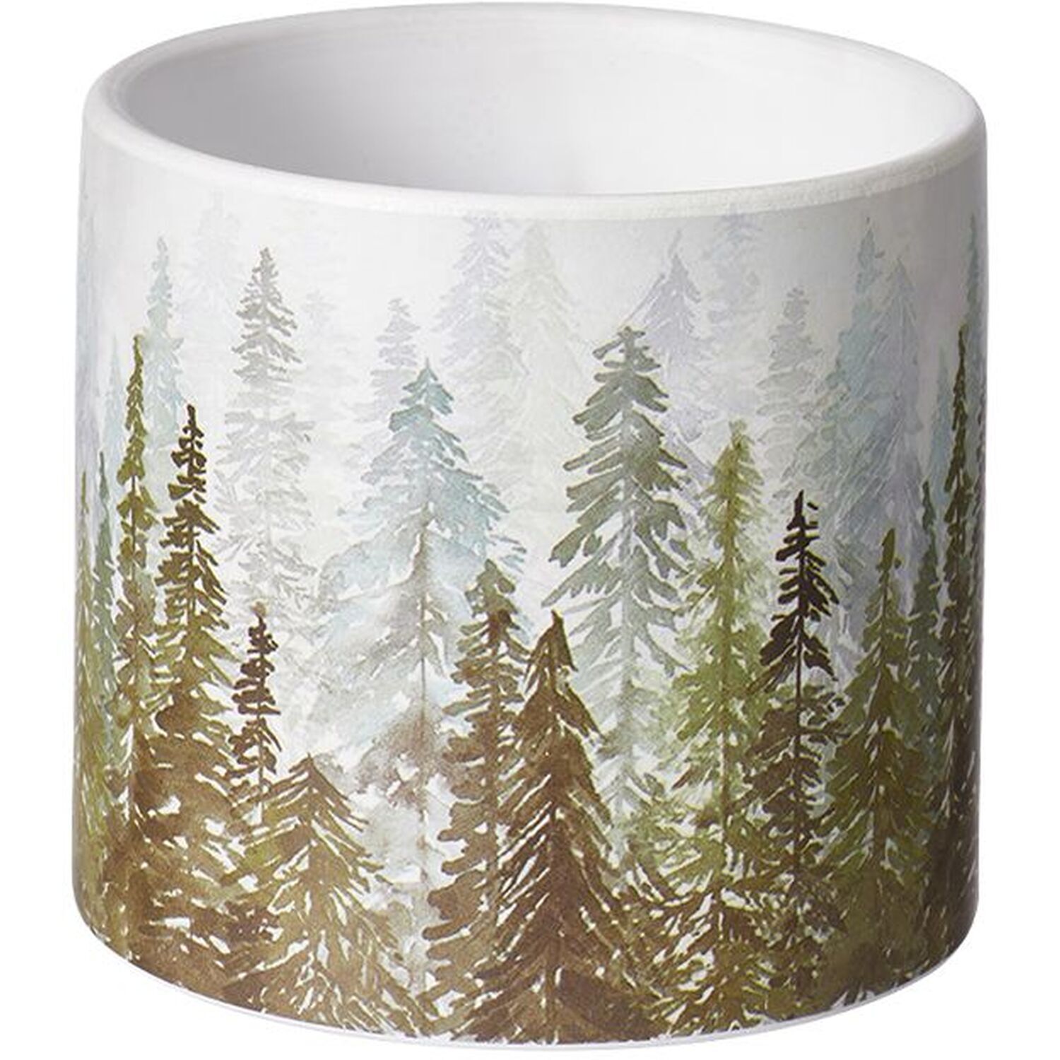 Forest Fir Tree Print Indoor Ceramic Pot - Multicolour 12cm