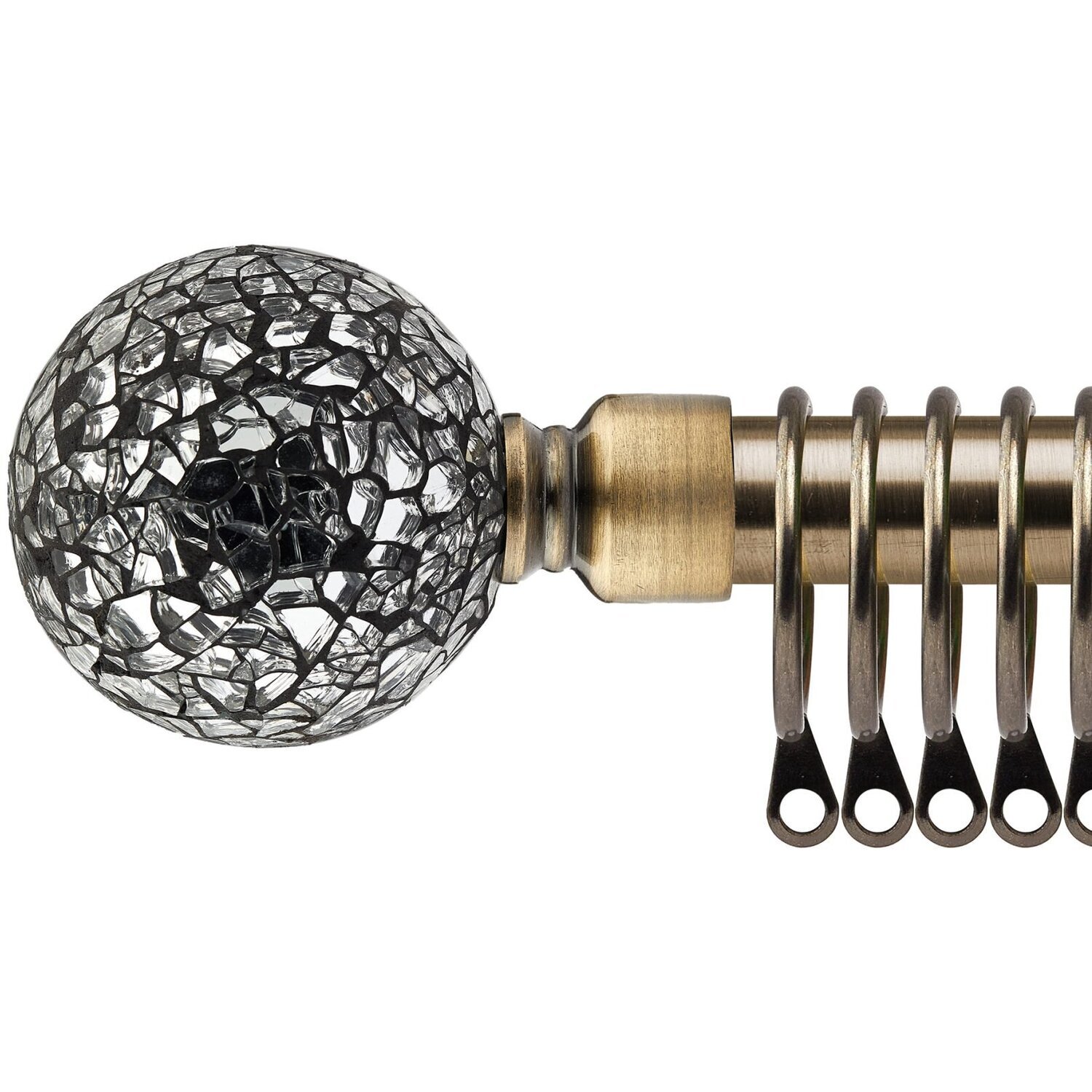 16-19mm Mirrored Extendable Durable Metal Curtain Pole Set - Brass / 120cm