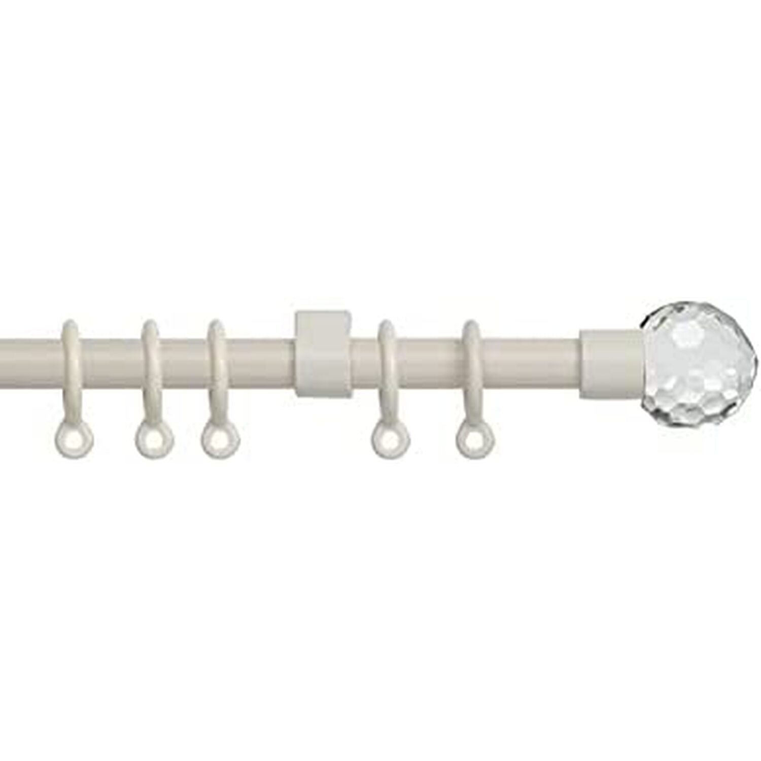 New Edge Blinds Exenteable Metal Curtain Pole 13-16mm 120cm - 210cm Cream Cyrstal, Cream