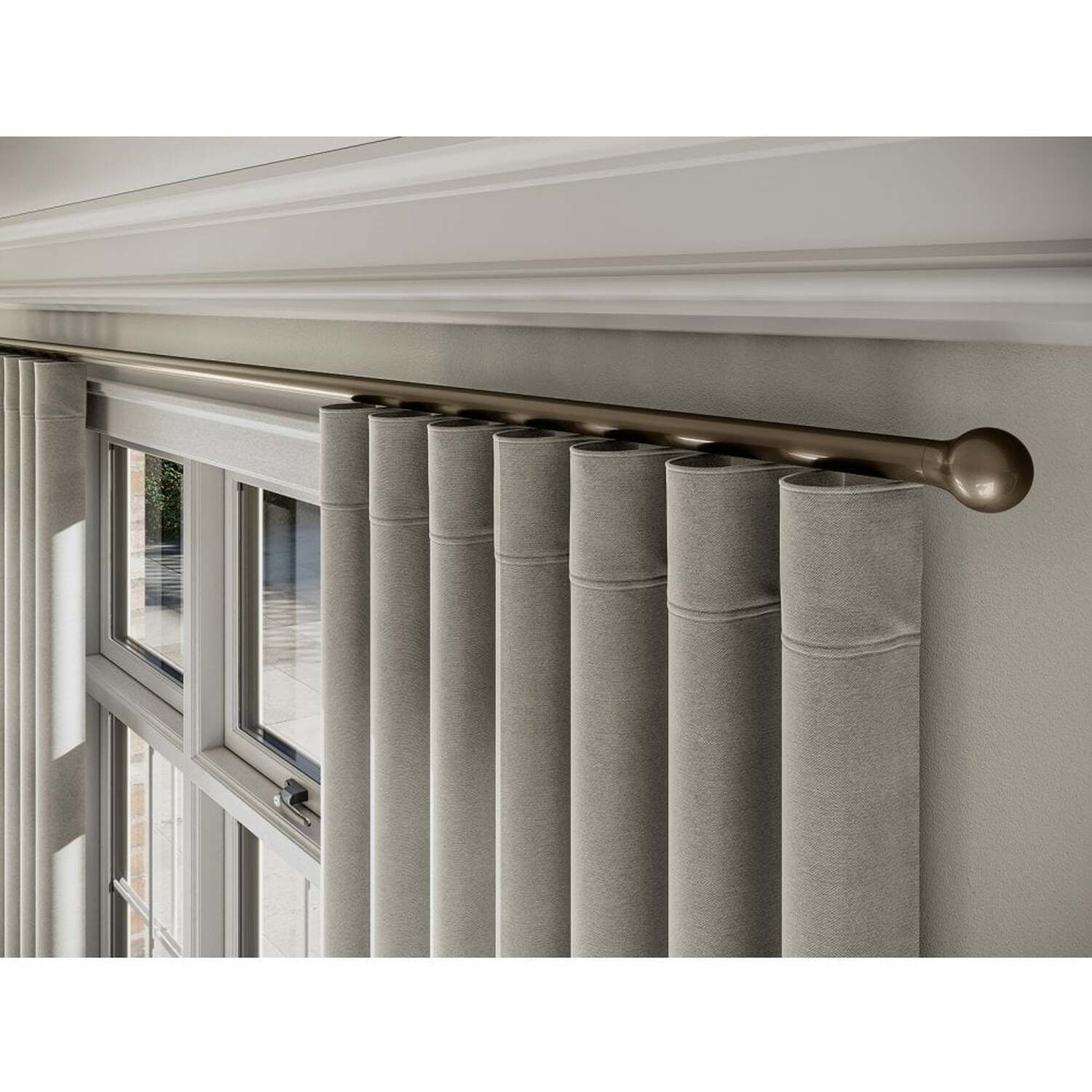 28mm Styleline Gliding Curtain Pole Set with Ball End - Taupe - Taupe / 250cm