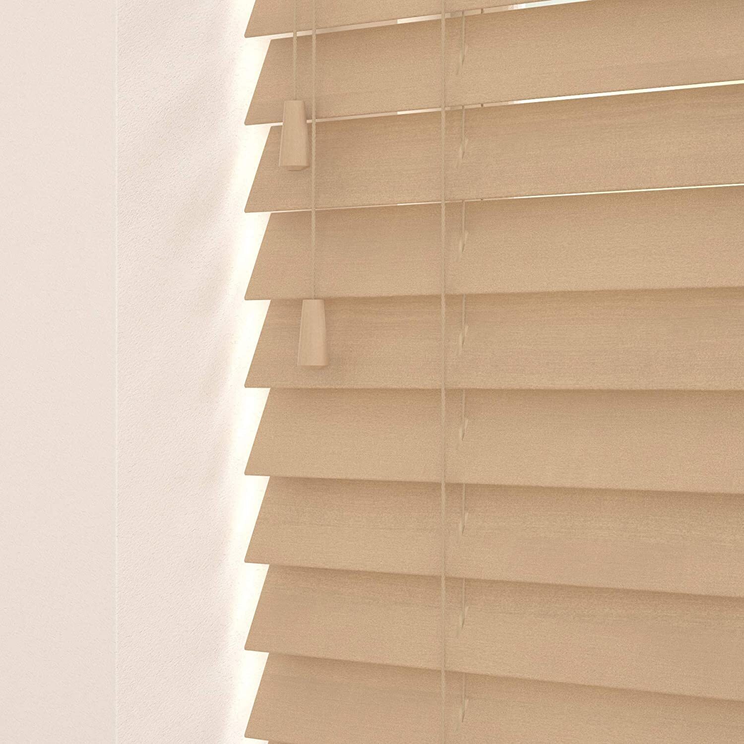 Wooden Venetian Blinds With Strings - Fawn Oak / 135