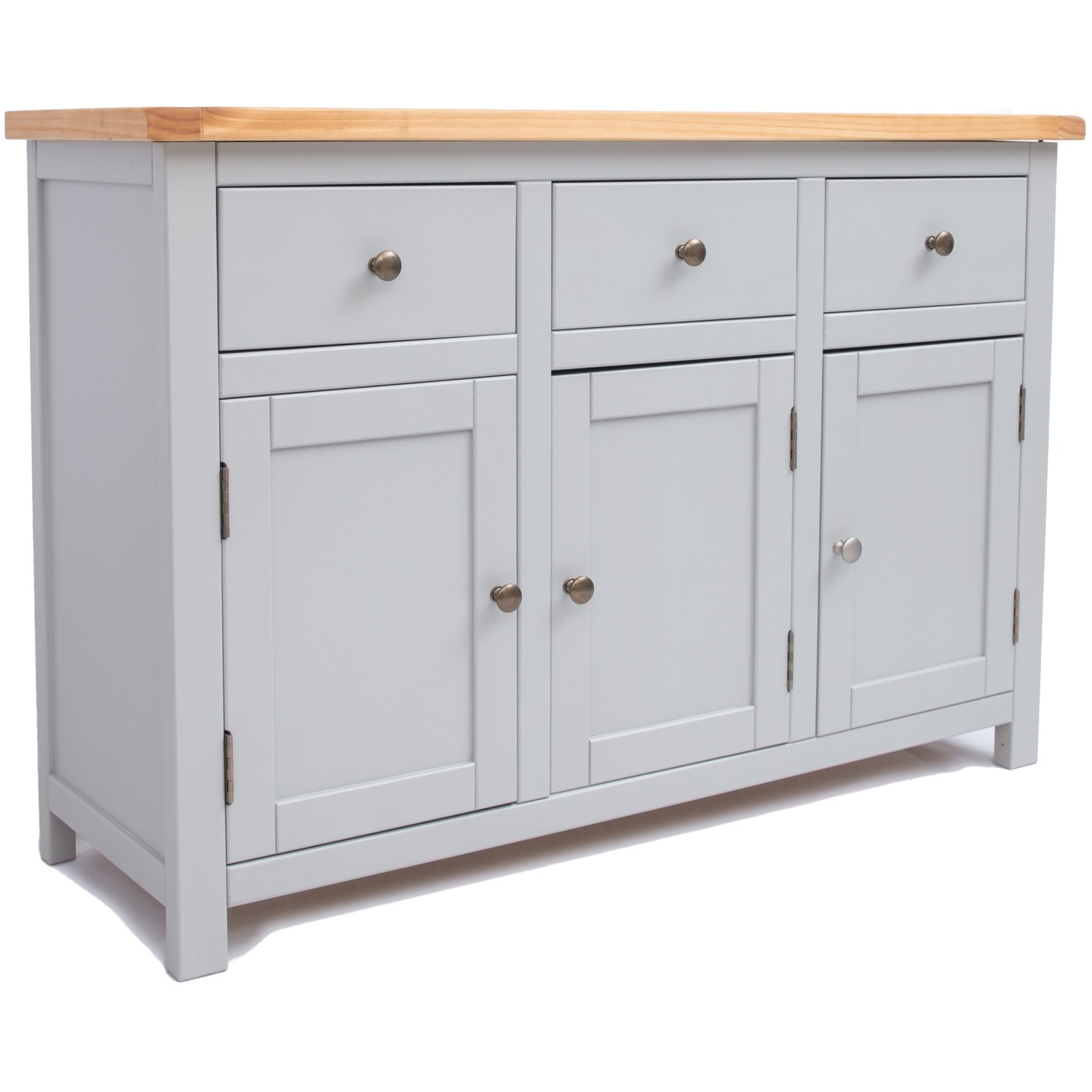 Cabinet Bits Argenta 3 Door 3 Drawer Sideboard - Grey / Brass Knob