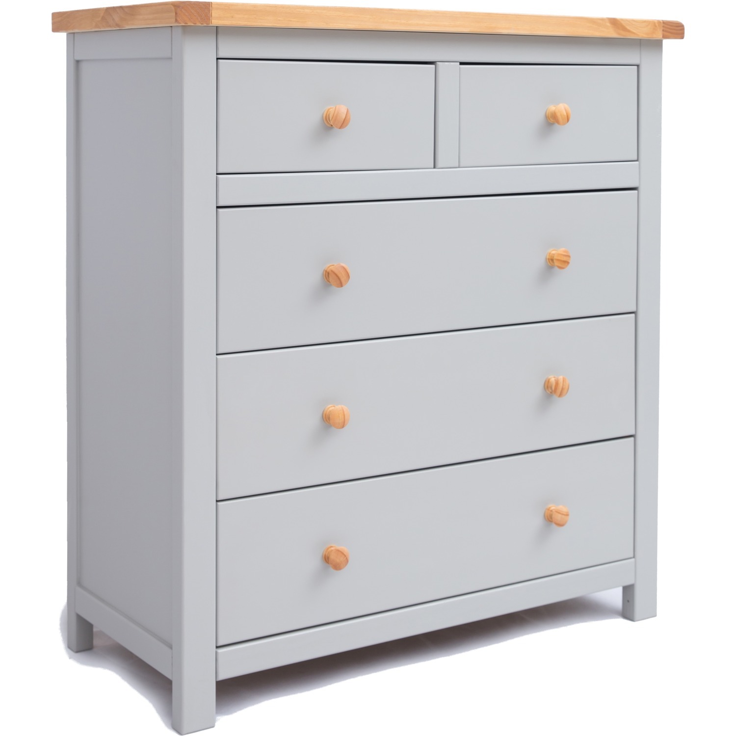 Cabinet Bits Argenta 2 Over 3 Drawer Chest - Grey / Wood