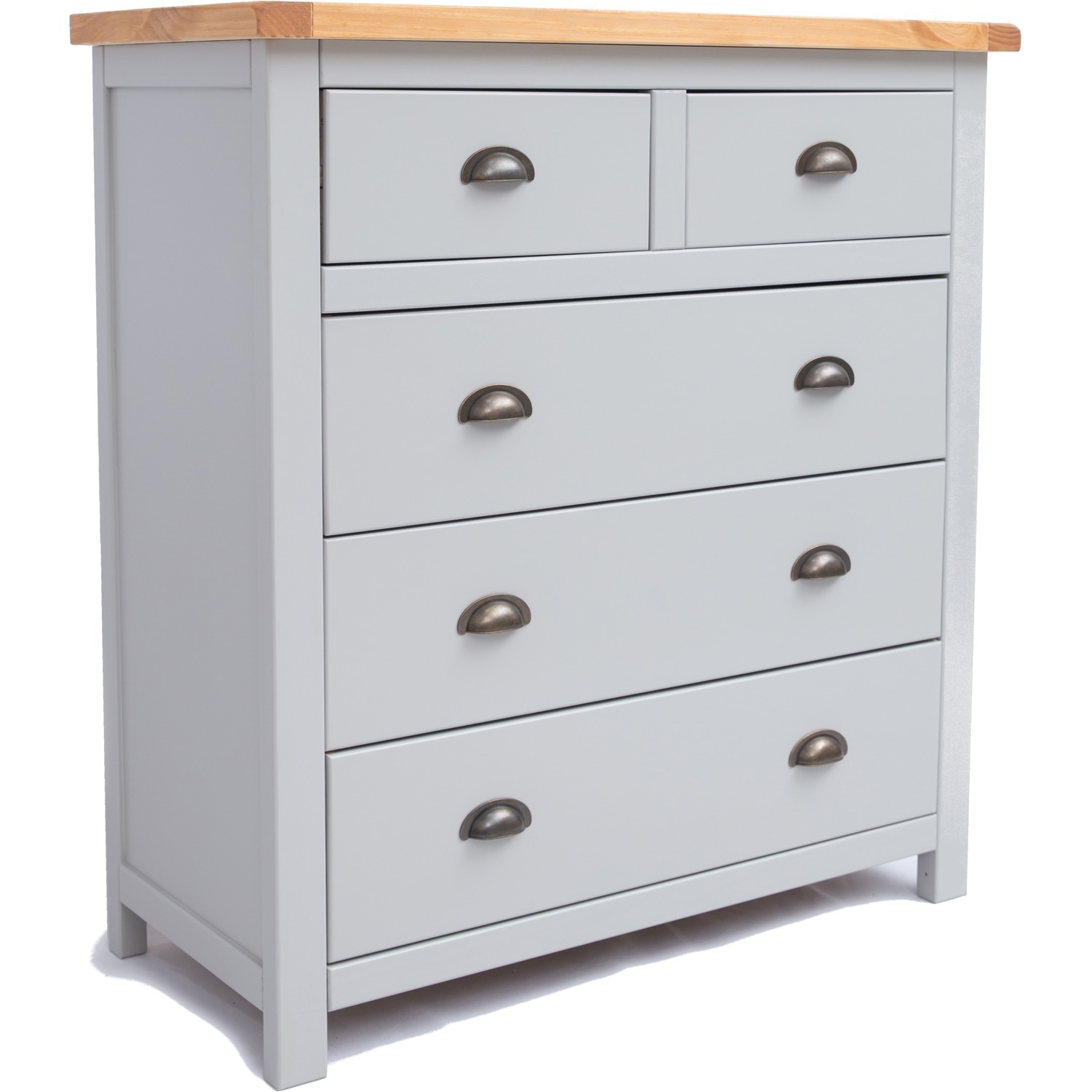 Cabinet Bits Argenta 2 Over 3 Drawer Chest - Grey / Brass
