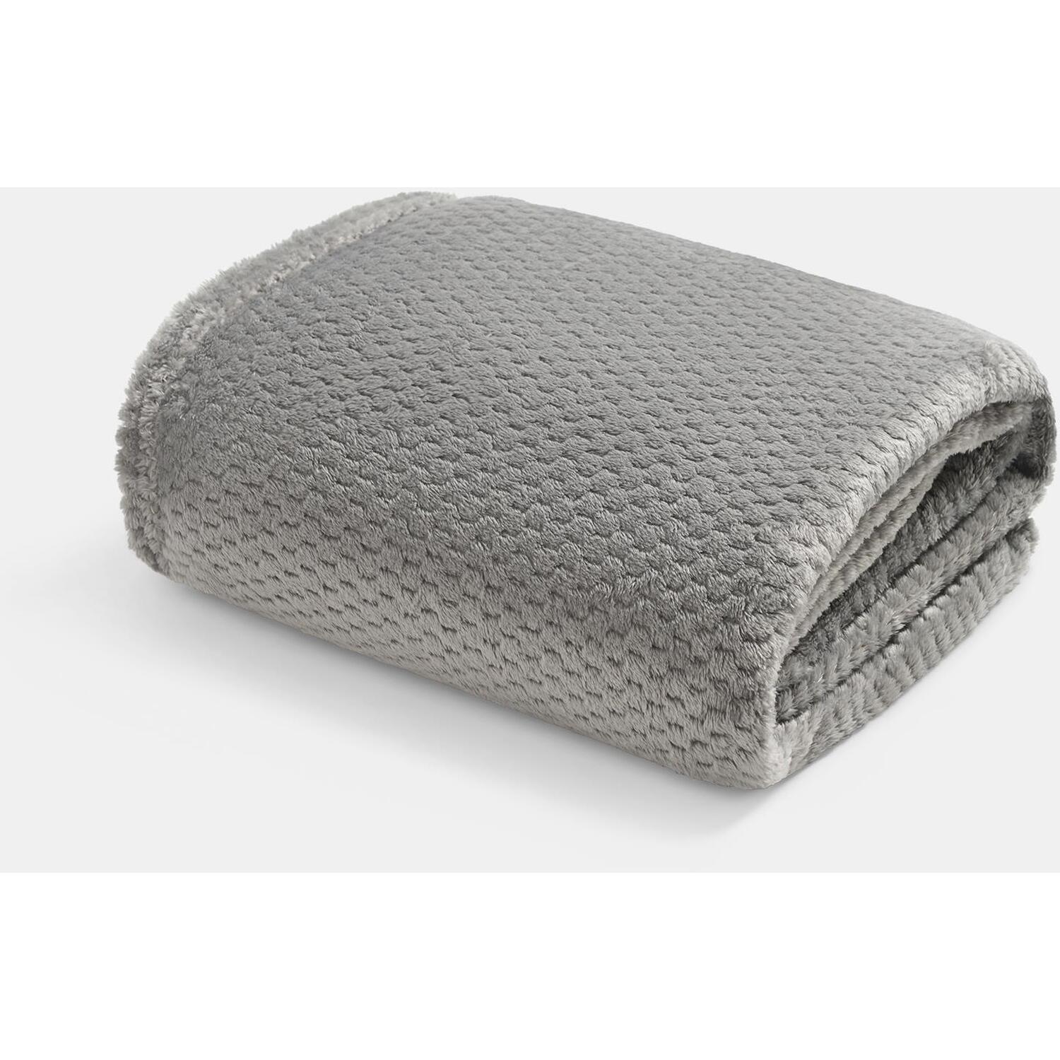 OHS Luxury Large Waffle Honeycomb Mink Warm Throw in Mid Grey | Size: 150 cm × 200 cm