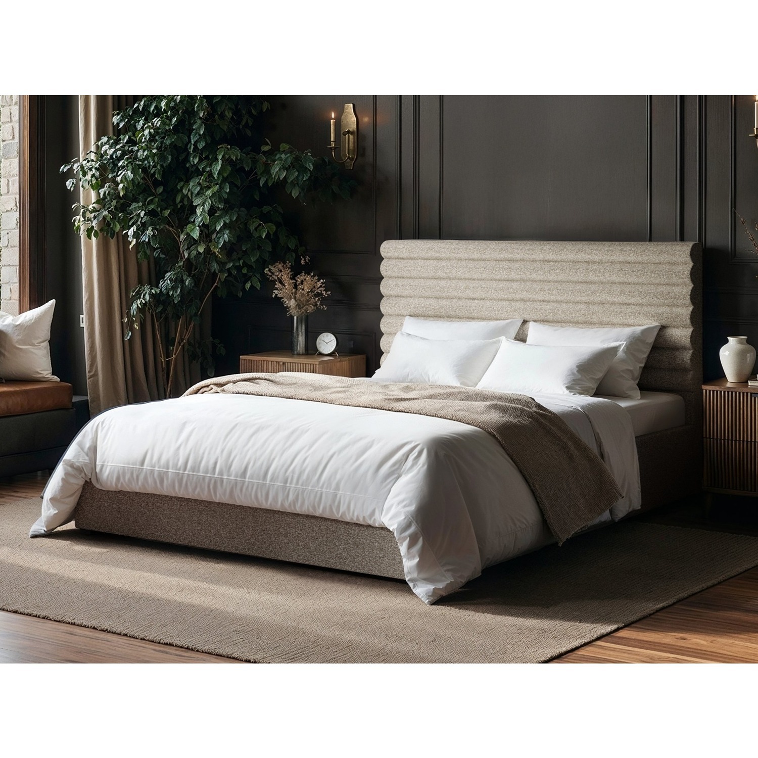 Solace+Co Velora Ottoman Bed Brown Chenille - Brown / King