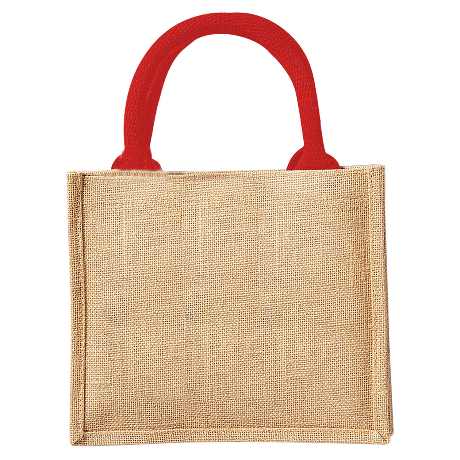 Westford Mill Jute Mini Gift Bag (6 Litres) (Pack Of 2) - Natural/Bright Red