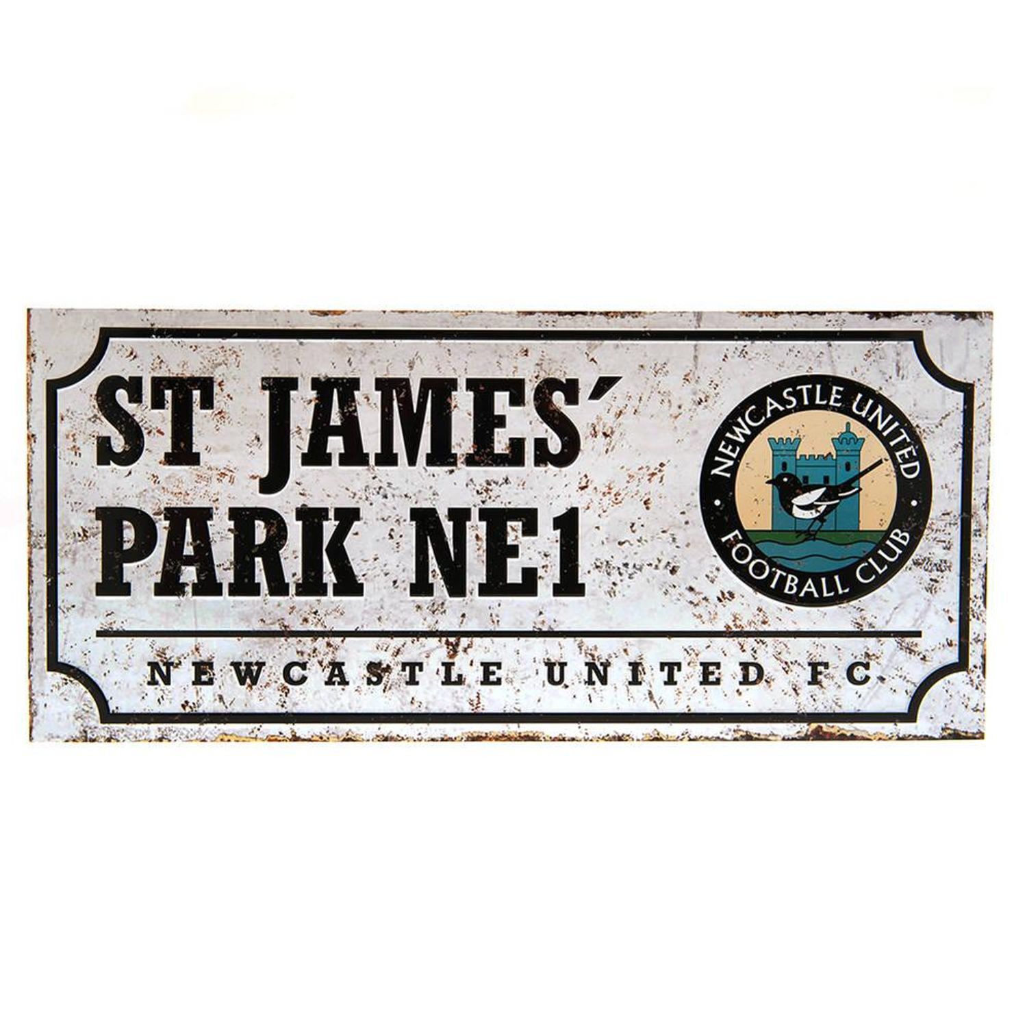 Newcastle United Fc Retro Street Sign - Black/White - Image 1