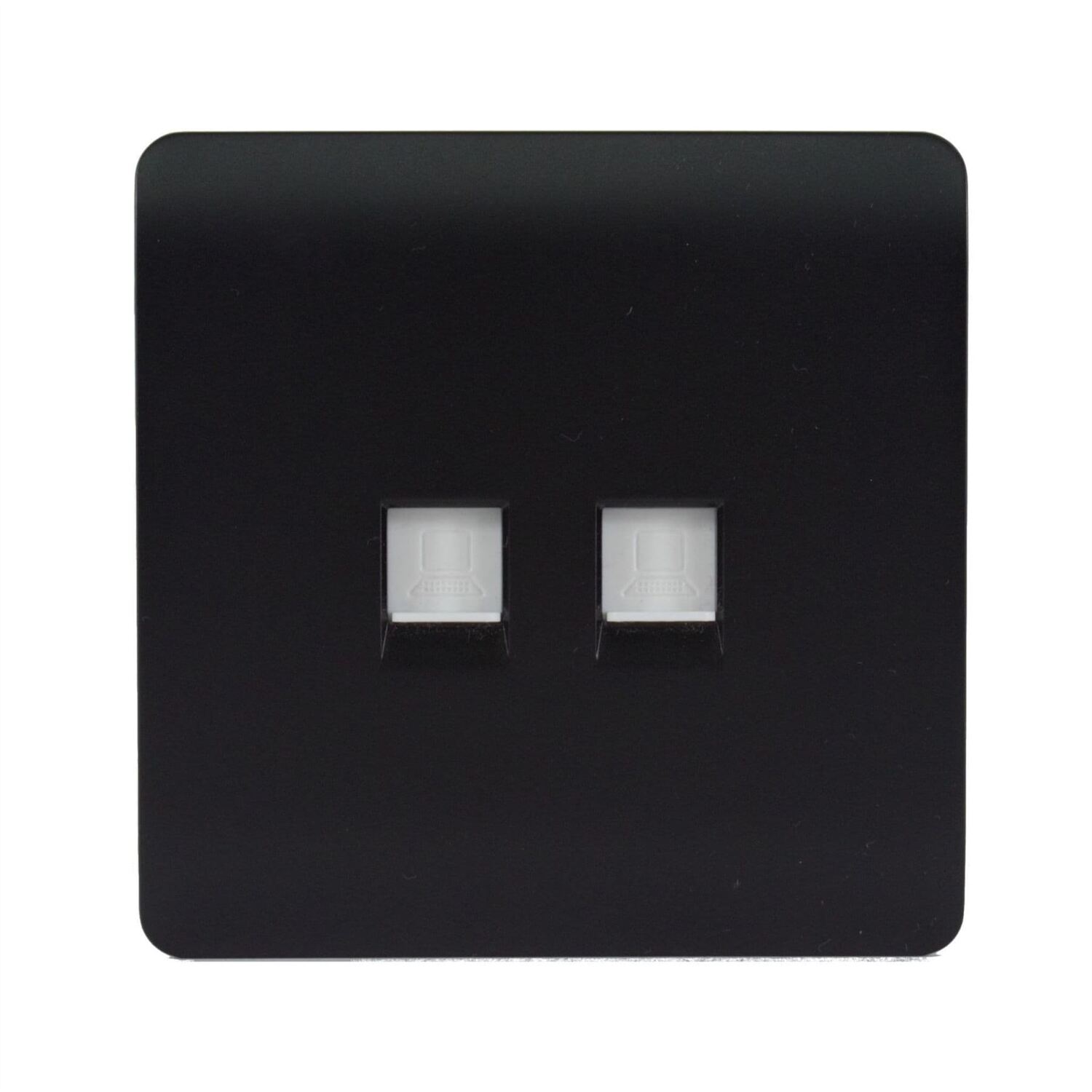 Trendi  2 Gang RJ45 Cat 5e & Cat 6 PC Ethernet Socket Matt Black - Image 4