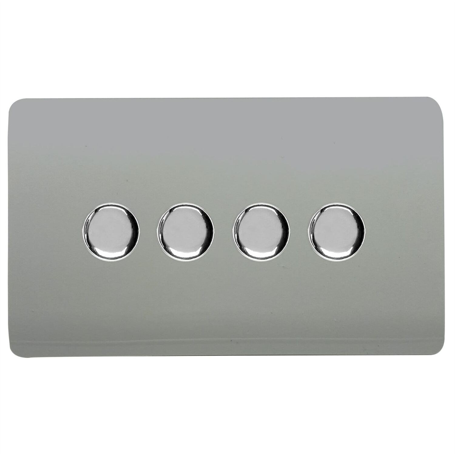 Trendi Switch Trendi 4 Gang 2 Way 100W Led Dimmer Screwless 10 Amp Light Switch - Platinum Silver