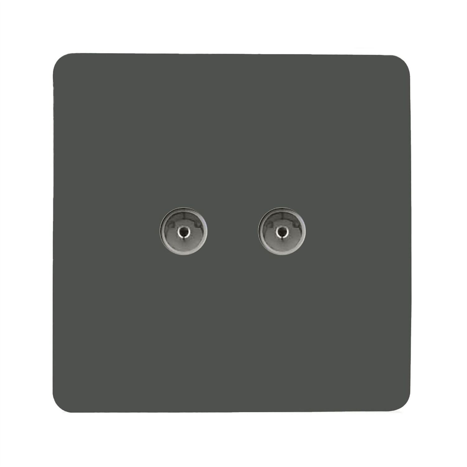Trendi Artistic Modern Glossy Tactile 2 Gang TV Socket Charcoal - Image 2