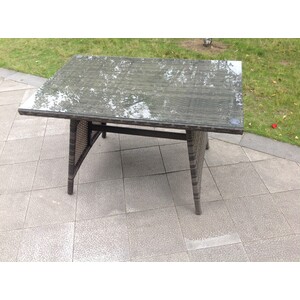 Rattan Dining Table Tempered Glass