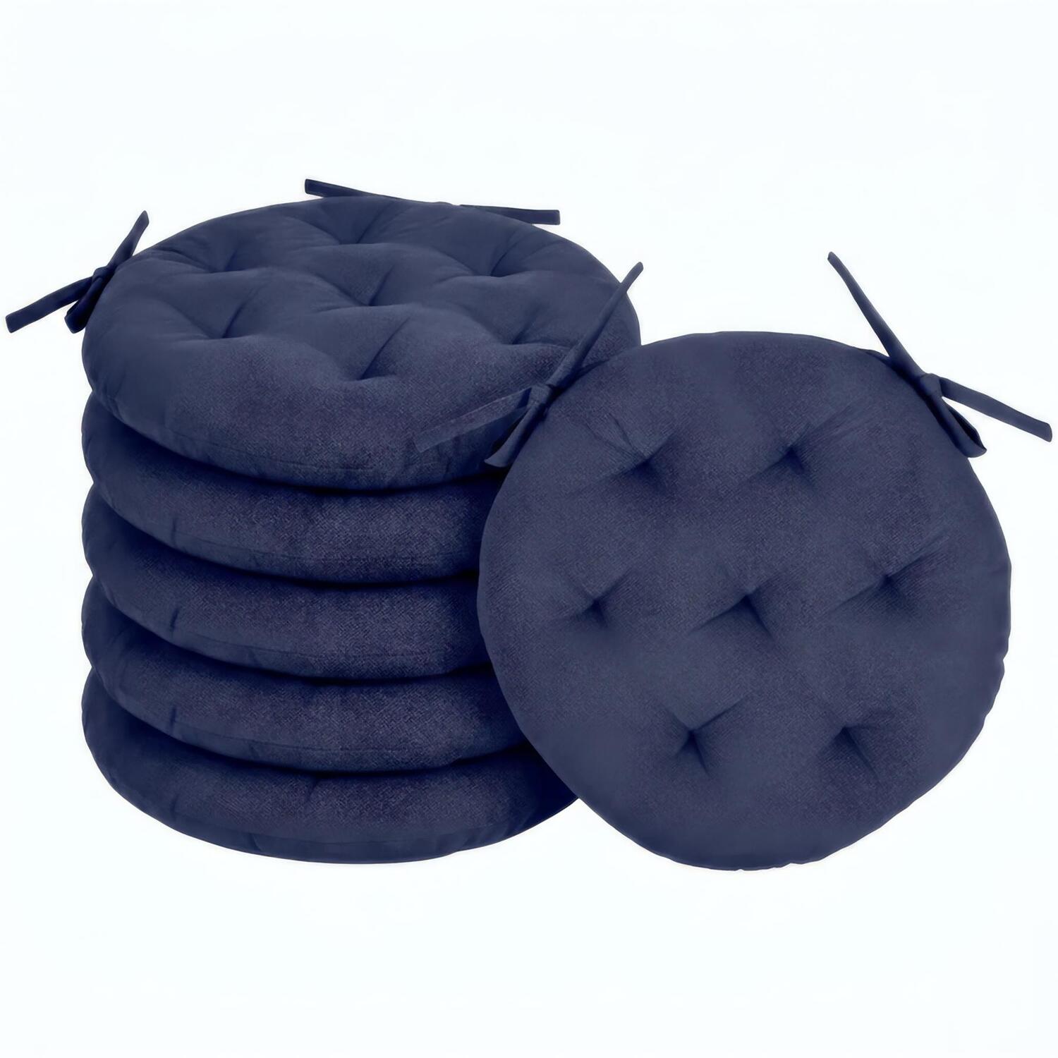 Harbour Housewares Round Seat Pads - 40 x 40cm - Pack of 6 in Navy | Size: 40 x 40 cm