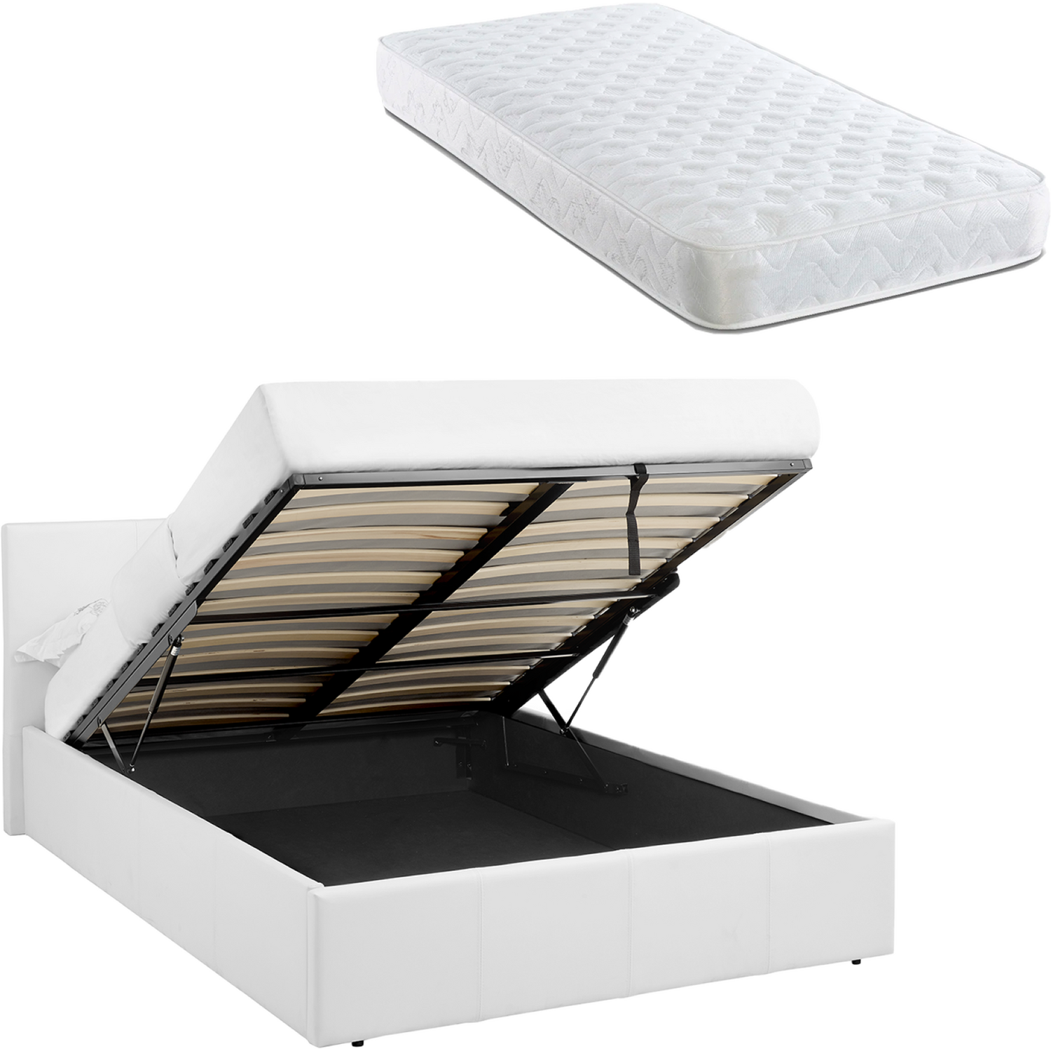 Luna Double Ottoman Storage Bed With Spring Mattress