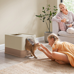 Hidden Cat Litter Box,Cat Litter Tray with Hood,Slide-Out Tray