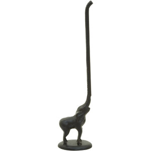 Fauna Black Finish Elephant Toilet Roll Holder with Round Base