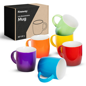 Stoneware Coffee Mugs Set of 6 Ombre Design