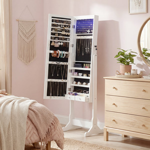 SONGMICS LED Mirrored Jewellery Cabinet with 2 Drawers