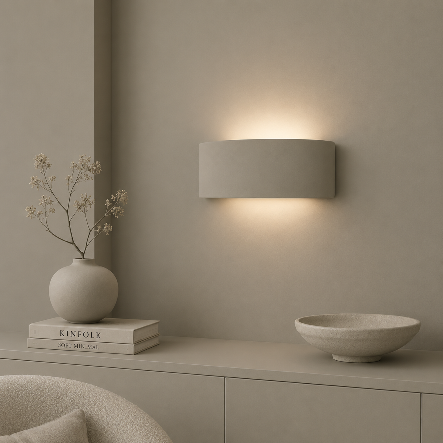 Valuelights Vincent Moss Green Curved Flush Wall Light And Warm White Bulb - Image 5