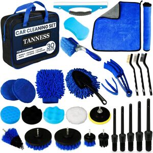Tanness 30 Piece Car Cleaning Set with Interior and Exterior Detailing Accessories