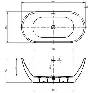 Luxury Freestanding Bath - 1500 x 730mm