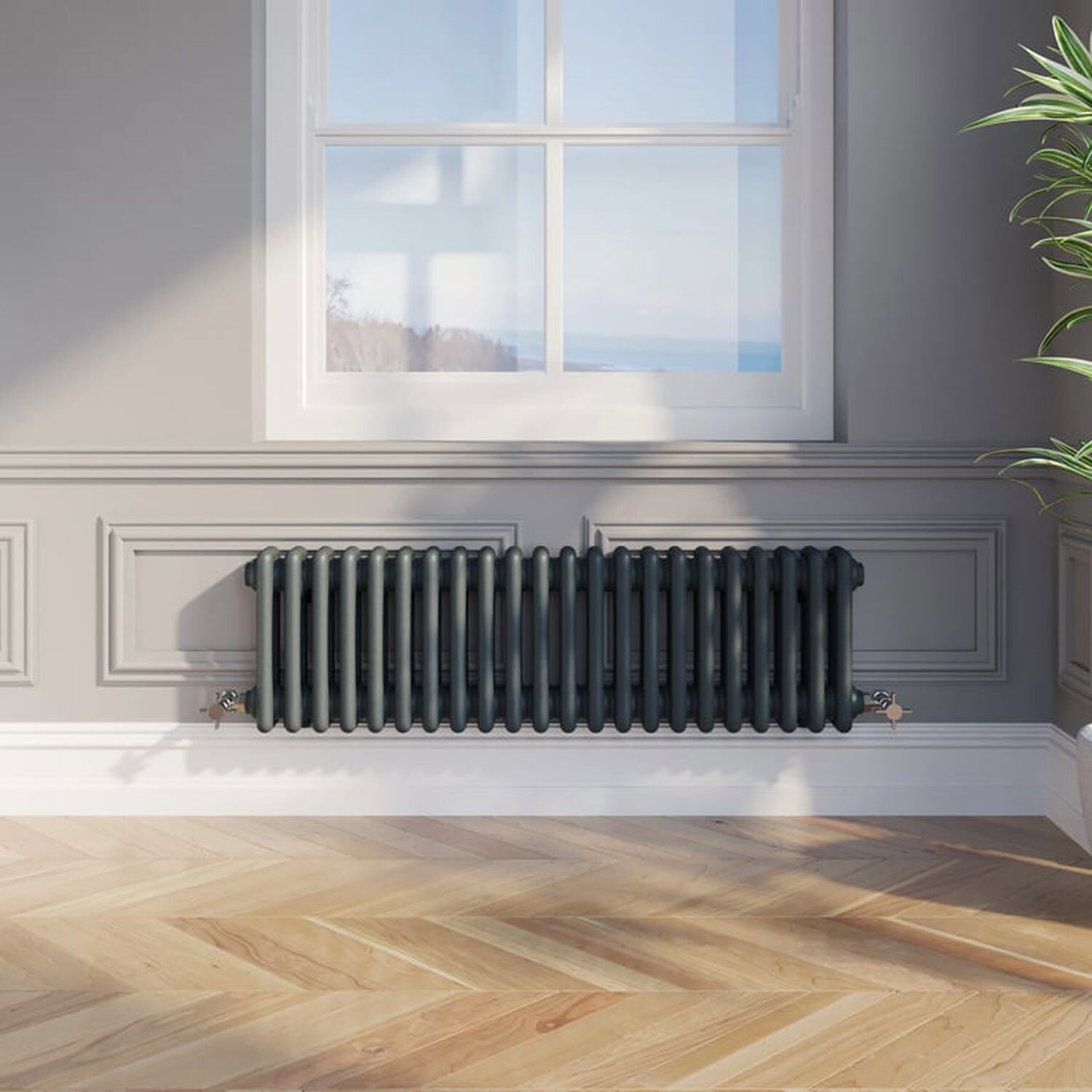 Temprazo Traditional Colosseum Double Bar Column Radiator Anthracite 300 X 1190Mm - Anthracite / 300Mm / 1010Mm / 100Mm