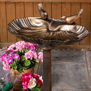 Bronze Bronze Effect Garden Twin Bird Bath with Bird Sculptures shot 16981544