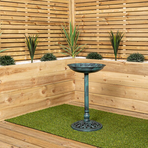 Green Bronze Effect Garden Twin Bird Bath with Bird Sculptures shot 16981449