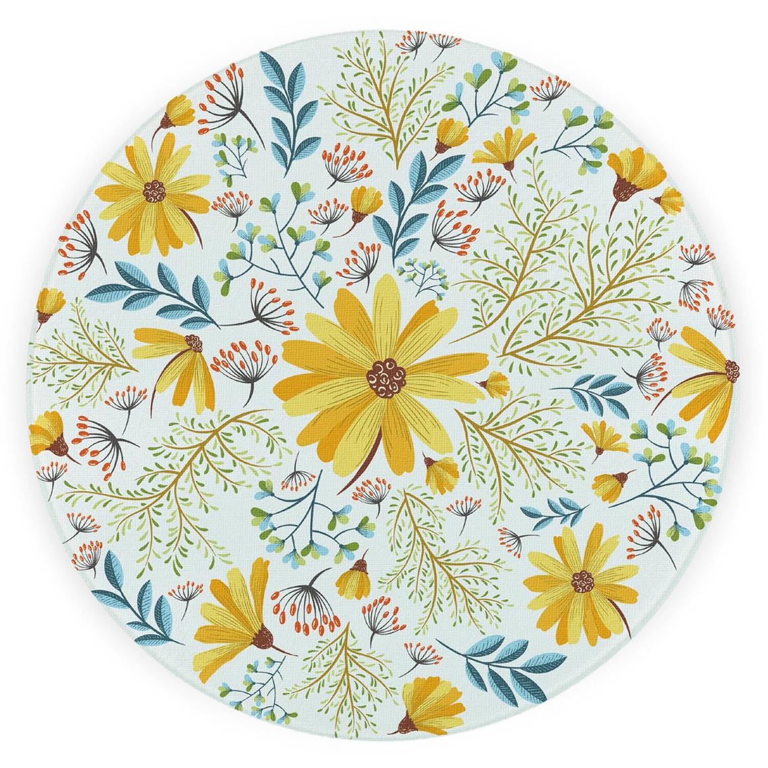 Image of Yellow Daisies Textured Glass Round Trivet&hellip;
