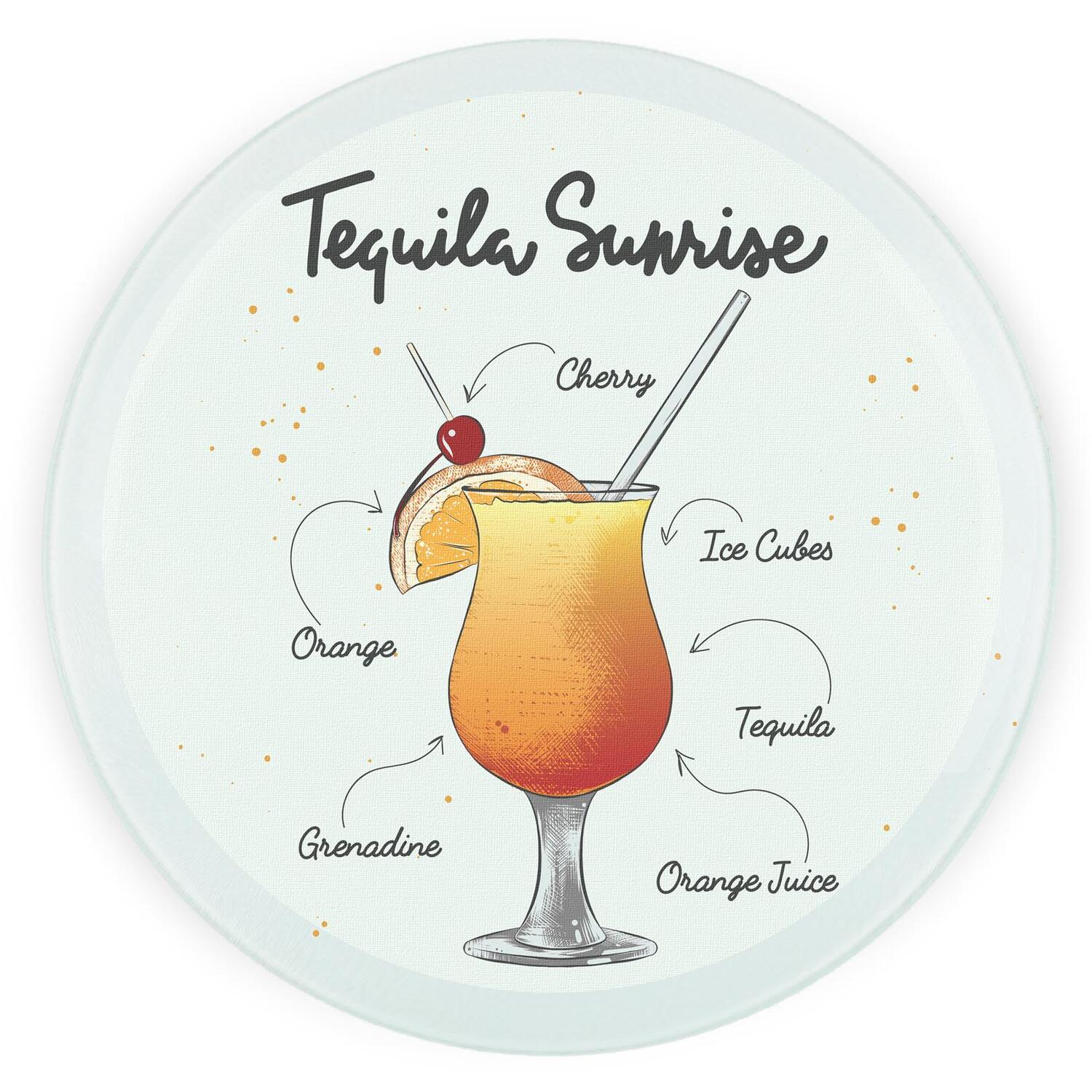 Image of Tequila Sunrise Cocktail Round Worktop Protector&hellip;