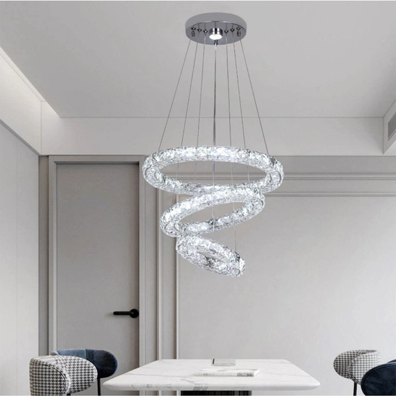 Pendant Chandelier 3 Rings Silver