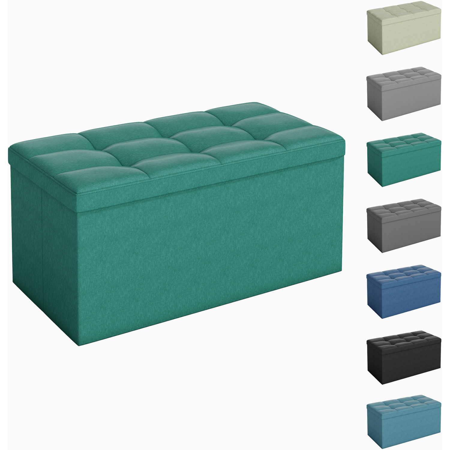 Mcc Direct 76Cm Foldable Storage Ottoman Bench Upholstered Footstool - Green