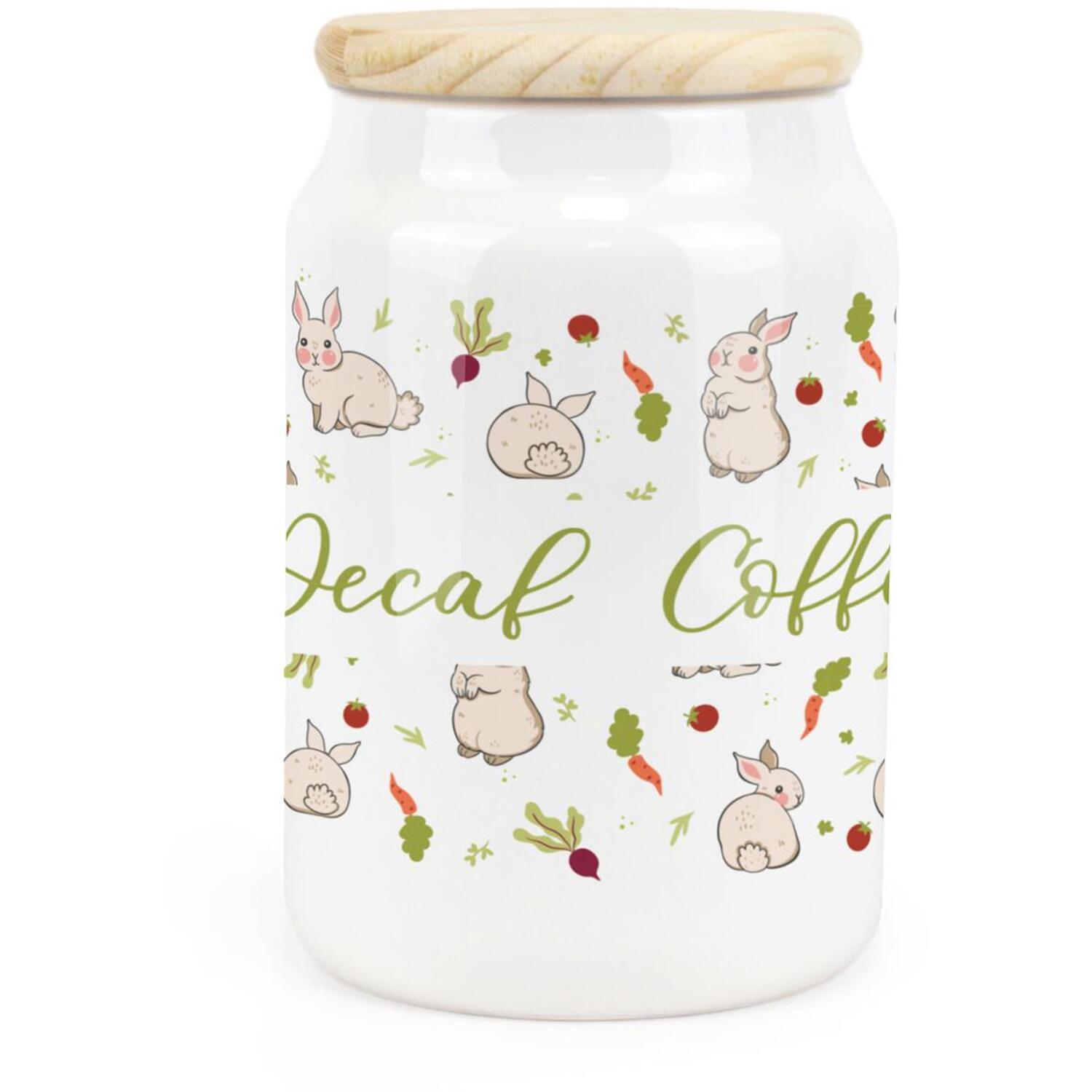 Ceramic Tapered Veg Patch Rabbits Canister - Decaf Coffee Storage Container - Image 2