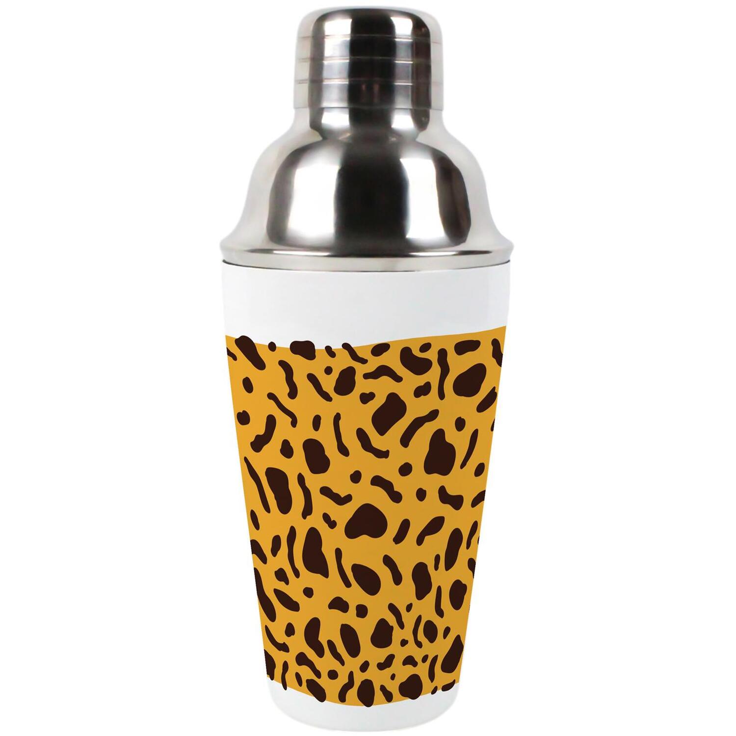Stainless Steel Cocktail Shaker & Strainer Gift 550ml - Wild Cheetah Print - Image 2