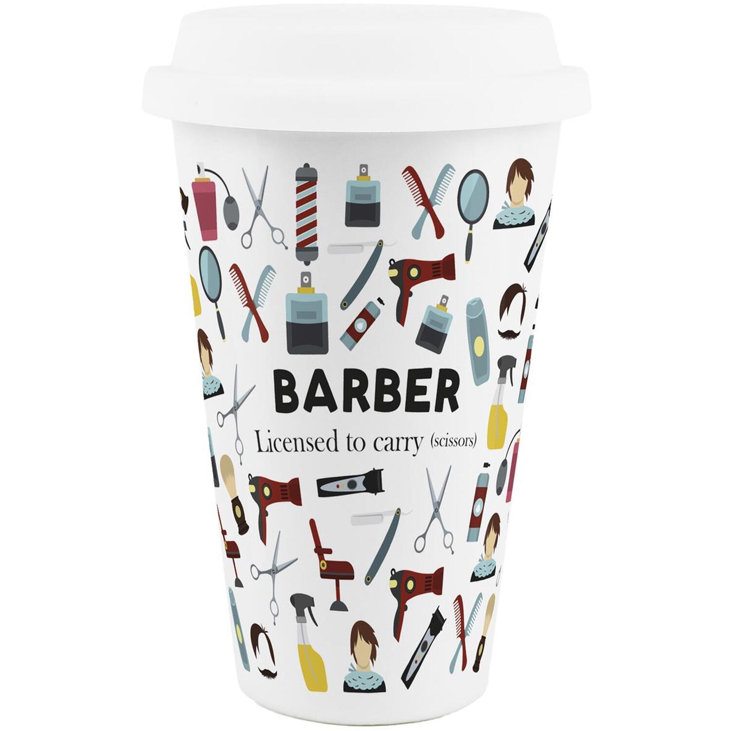 Image of Novelty Barber Ceramic Travel Mug -&hellip;