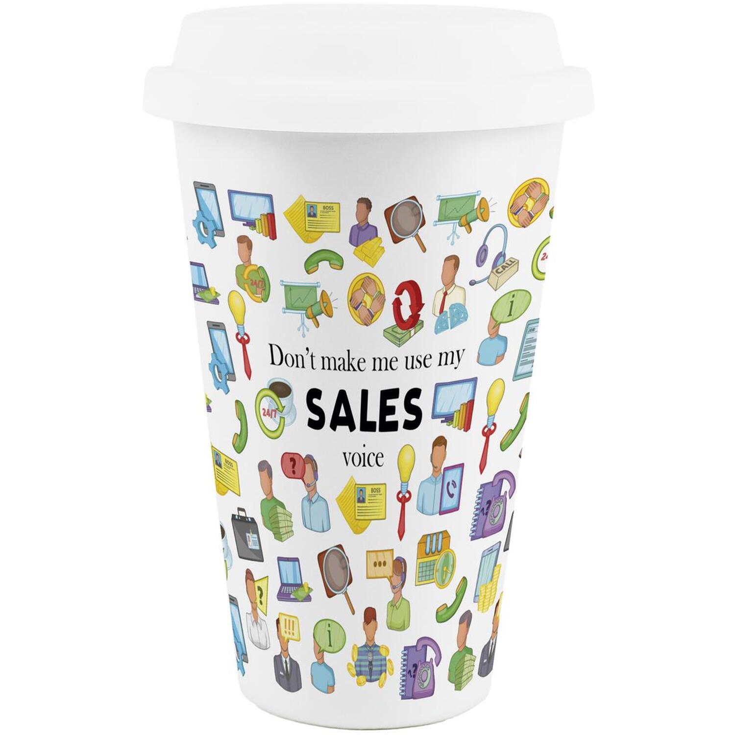Image of Novelty Salesperson Ceramic Travel Mug -&hellip;