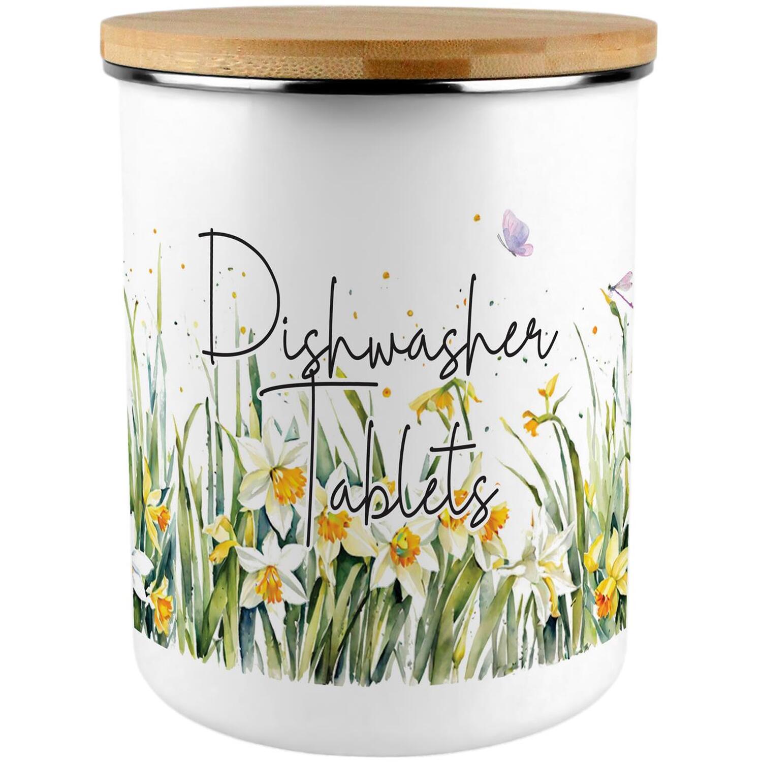 Large Dishwasher Tablets Storage - Daffodil Meadow Canister - Homeware Gift - Image 2