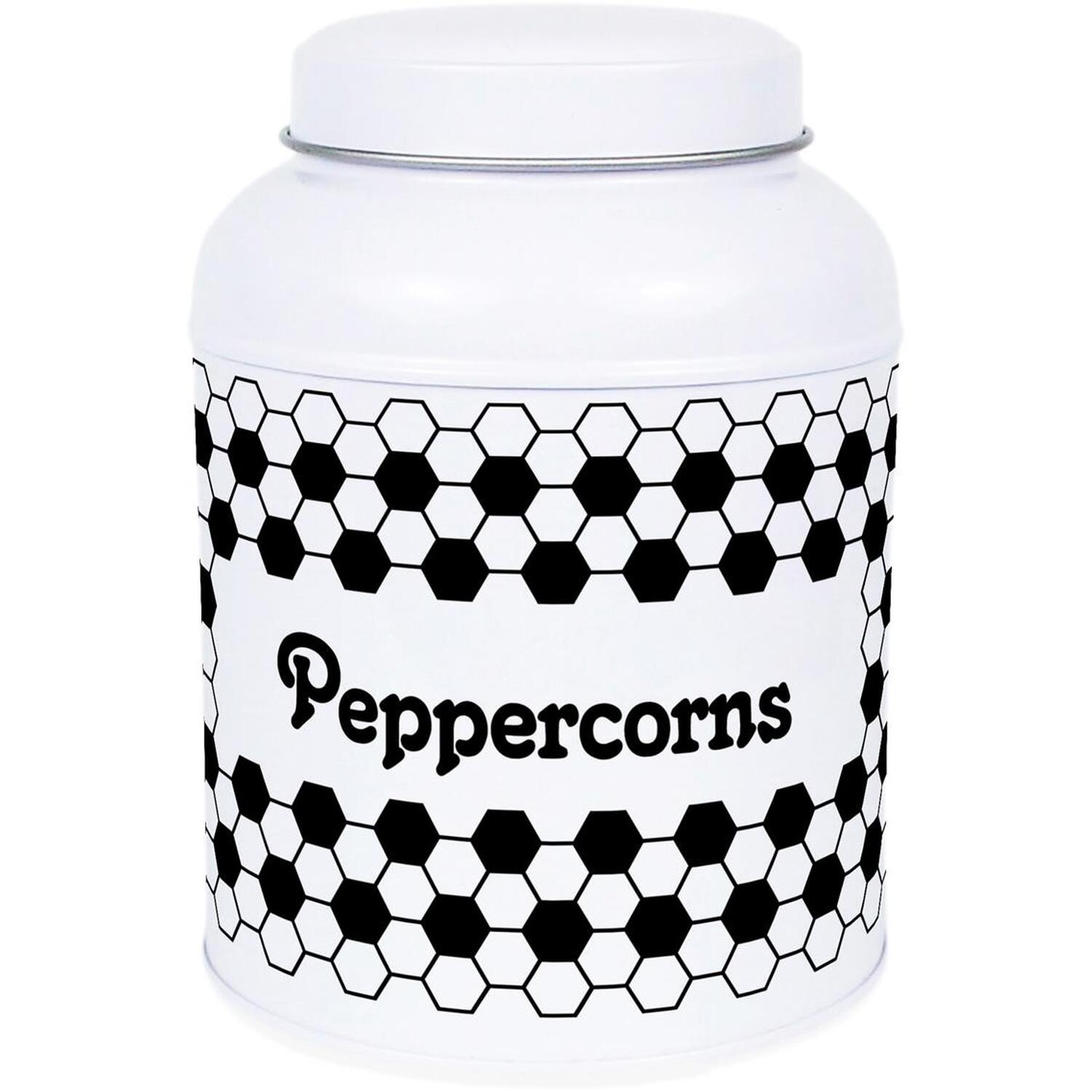 Purely Home Hexagon Tiles Snacks Canister - Small Domed Lid Kitchen Storage Jar - Peppercorns / 110G