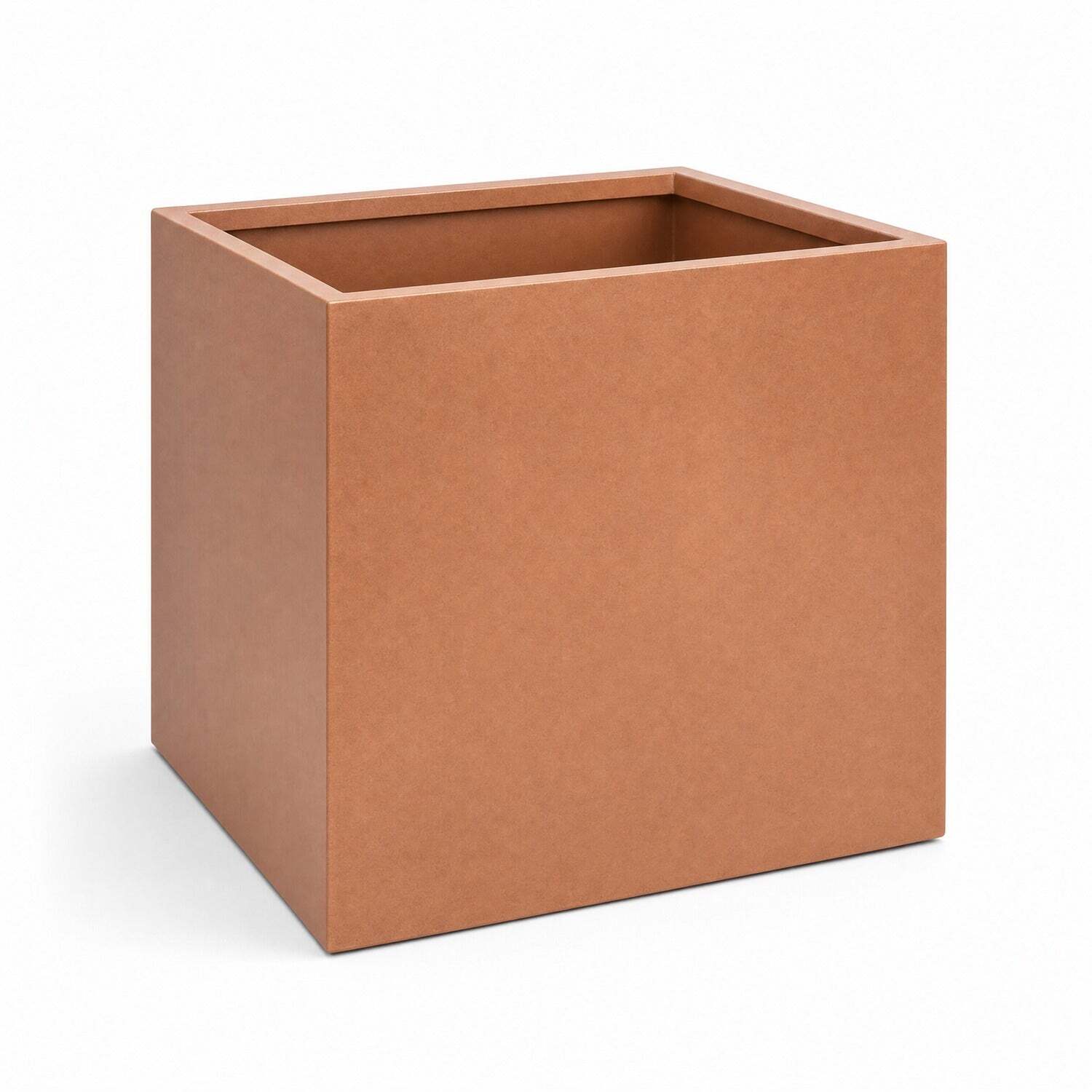 Woven Wood Zinc Galvanised Cube Planter - Copper / 40Cm - Image 2