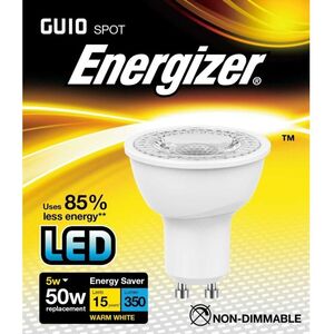 Energizer LED GU10 5w Light Bulb Cap 350lm 3000k Warm White